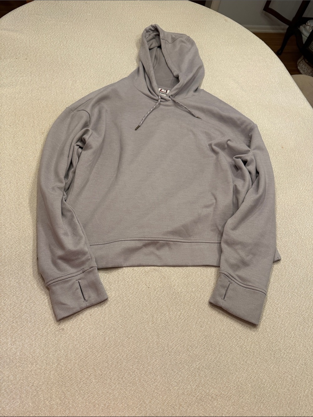 Avalanche Cropped Hooded Sweater in Light Gray